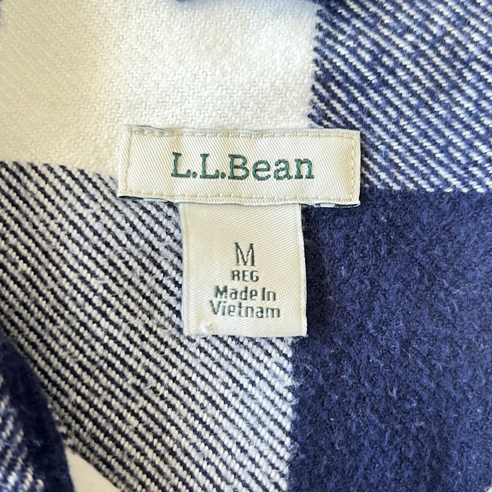 Womens L.L. Bean 100% Organic Cotton Soft Brushed Flannel Size Plaid Medium EUC - Picture 4 of 7